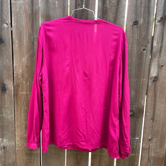 TOMMY HILFIGER  | Women’s Fuchsia Long Sleeve Blouse - Picture 4 of 5